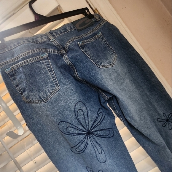 Blue Boot Cut Embroidered Jeans - Picture 2 of 6